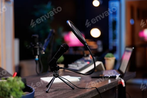 Preview: Microphone with a stand placed on table