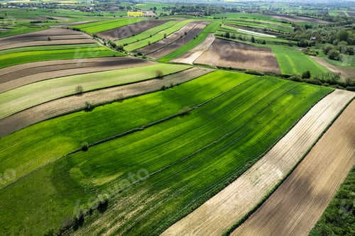 Preview: Colorful Farmland and Scenic Countryside. Aerial Drone view