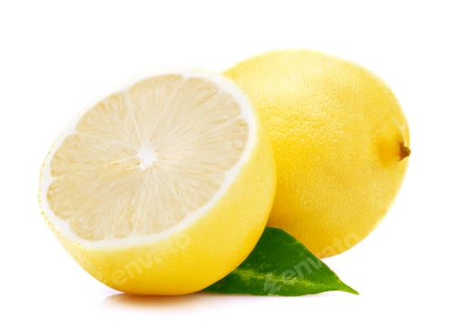 Preview: Ripe lemon with leaf.