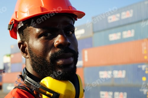 Preview: foreman checking containers in the terminal, at import and export business logistic company.
