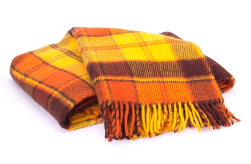 Preview: Soft and warm folded wool plaid with fringe