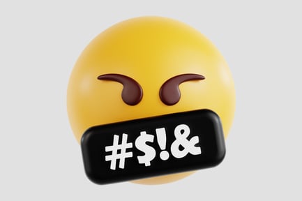3D Face With Symbols Over Mouth Emoji