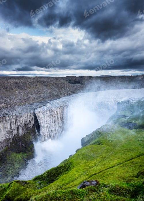 Preview: Dettifoss waterfall, Iceland. Famous place in Iceland. Natural landscape in summer.