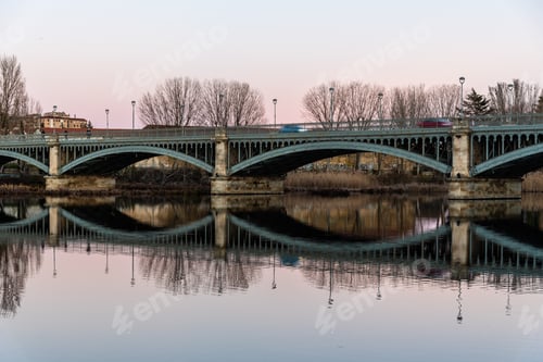 Preview: Enrique Estevan Iron Bridge reflected on the Tormes River at sunset