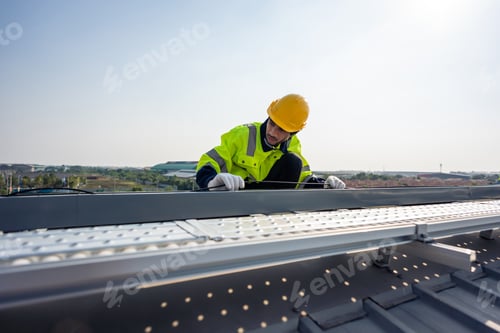 Preview: Professional engineer work to maintenance of photovoltaic panel system.