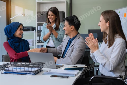 Preview: business people working as a good team in the office. Successful teamwork in a meeting
