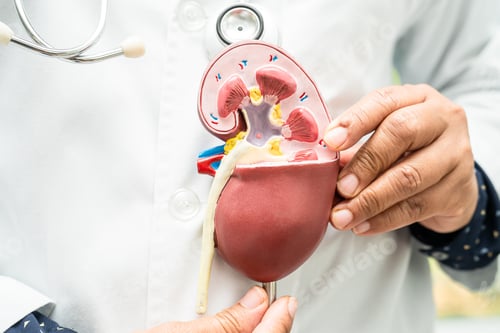 Preview: Kidney disease, Chronic kidney disease ckd, Doctor hold model to study and treat in hospital.