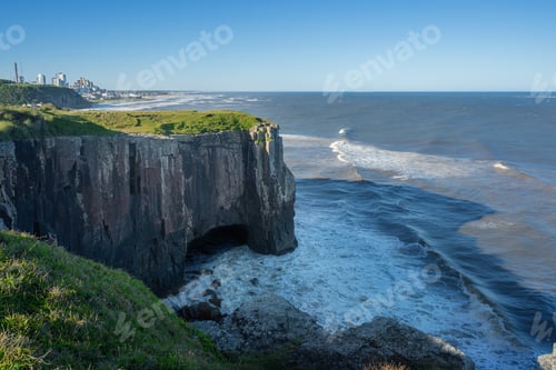 Preview: Rocky Wall and Cave of Furnas Hill (Morro das Furnas) at Guarita Park - Torres, Brazil