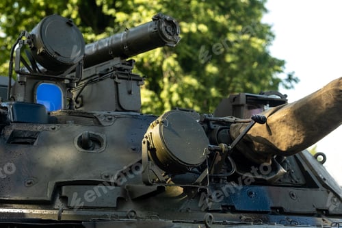 Preview: Close-up of the armored turret of a military tank.Military concept
