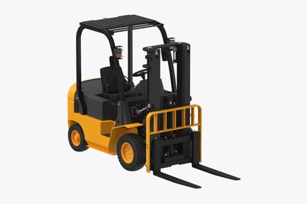 Preview: Forklift Truck with Lowered Forks - Yellow and Black