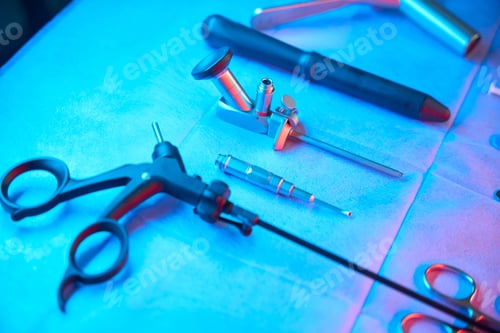 Preview: Kit of precision tools prepared for anoscopy procedure