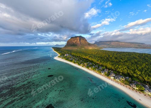 Preview: Aerial view of Le Morne beach and lagoon