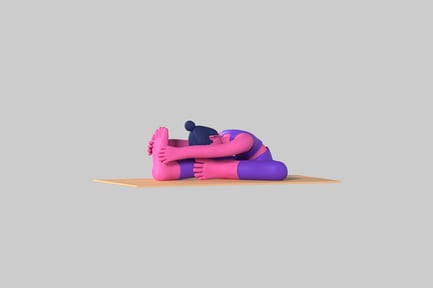 Preview: Cartoon yoga woman forward bend pose