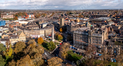 Preview: Aerial view of the Victorian architecture of Harrogate town centre