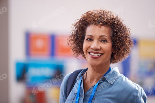 Preview: Portrait Of Mature Female Teacher Or Student In College Hall