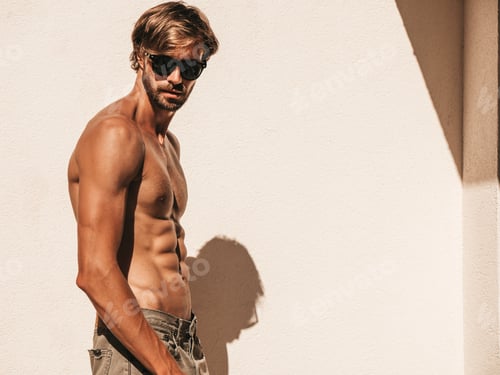 Preview: Portrait of handsome man posing outdoors