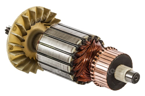 Preview: Rotor of electric motor close-up, isolated on white background