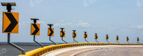 Preview: Sign curved road on the way. LED traffic signs can save electricity and save energy.