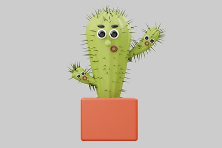 Preview: Anthropomorphic green cactus in an orange pot