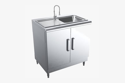 Preview: Stainless Steel Single-Basin Sink with Cabinet
