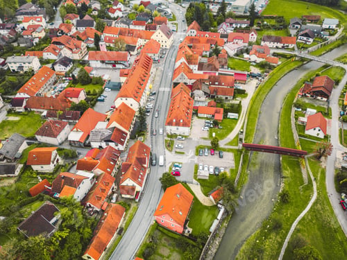 Preview: Old town in Europe with a river running trough