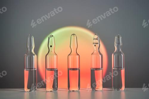 Preview: Ampoules for injection against the background of a bright orange circle.