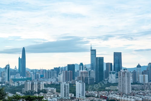 Preview: Shen Zhen skyscraper building landscape, China business urban city in modern