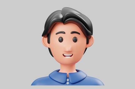 Visualização: Homem de desenho animado com cabelo liso