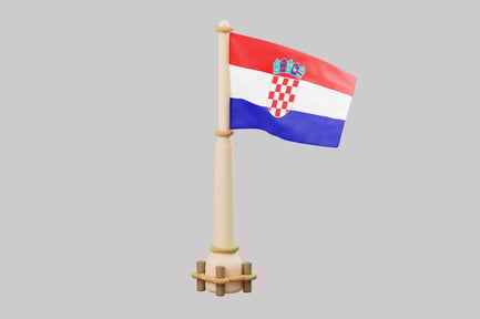 Preview: Flagpole with red, white, and blue flag