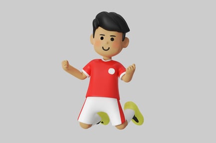 Preview: Cartoon soccer player celebrating victory