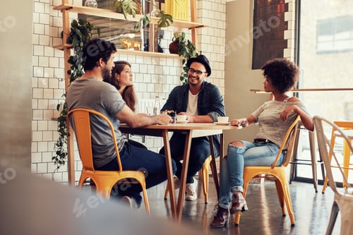 Preview: Young people sitting at a cafe table