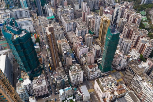 Preview: Sham Shui Po, Hong Kong 14 April 2020: Top view of Hong Kong
