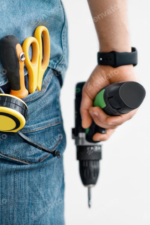 Preview: Electric tool for fixing and professional builder or handyman on work