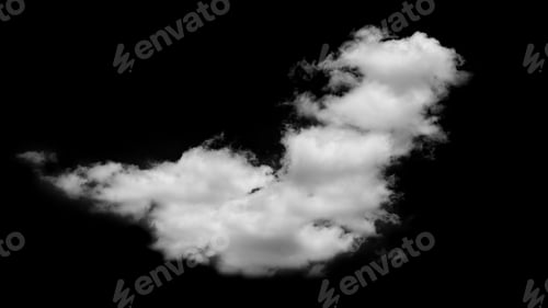 Preview: White fluffy clouds isolated on black background