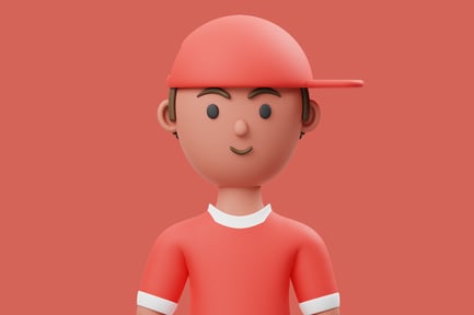 Preview: Cartoon character wearing a red baseball cap and shirt