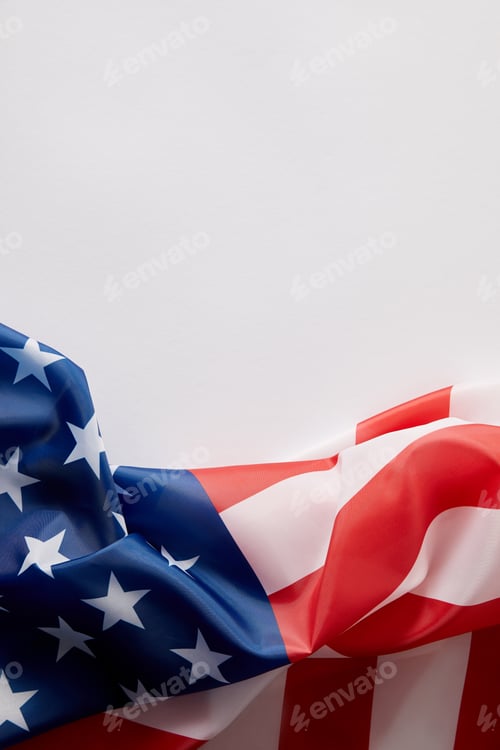Preview: American Flag on White Background Patriotic Symbol