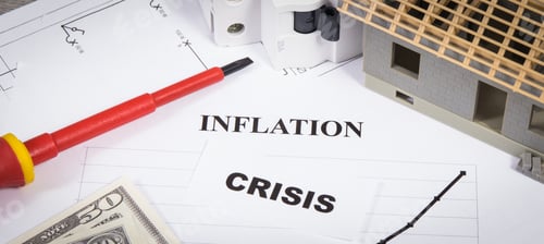 Preview: Electric fuse, screwdriver, small house under construction and currencies Dolar