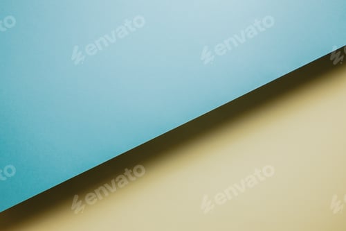Preview: Abstract yellow and blue color paper geometry composition background, minimalist