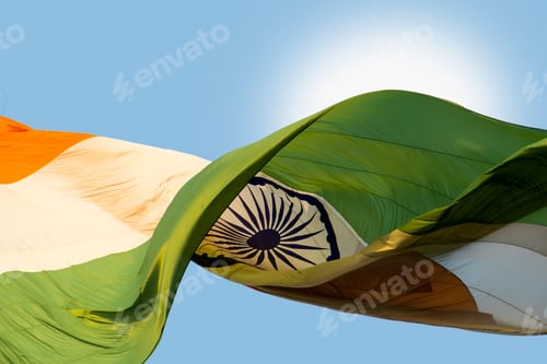 Preview: Close-up shot of wavy Indian flag