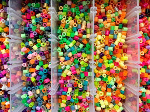 Preview: Bright and colorful. Plastic thermo mosaic close up. Details