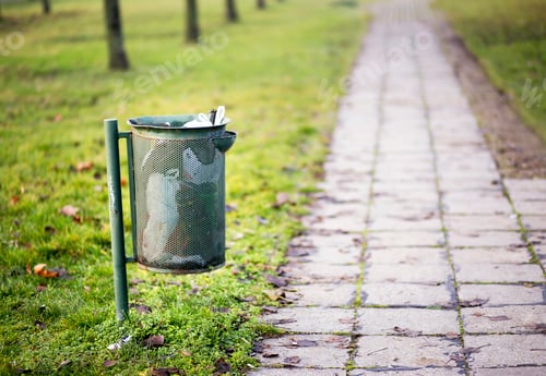 Preview: Metallic trash can