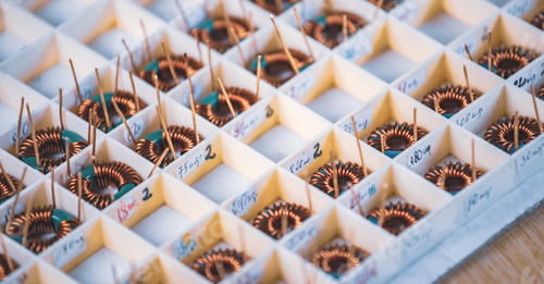 Preview: Many twisted copper coils lie