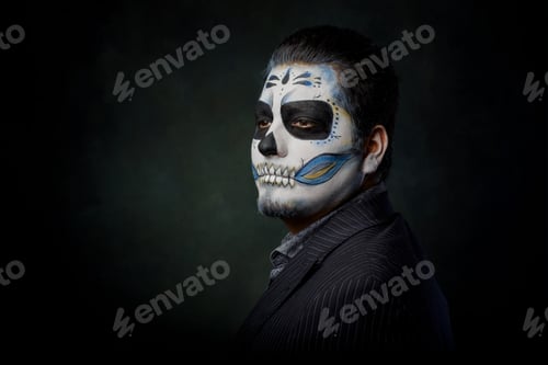 Preview: Catrin portrait. Typical Mexican character. Day of the dead and Halloween make up.