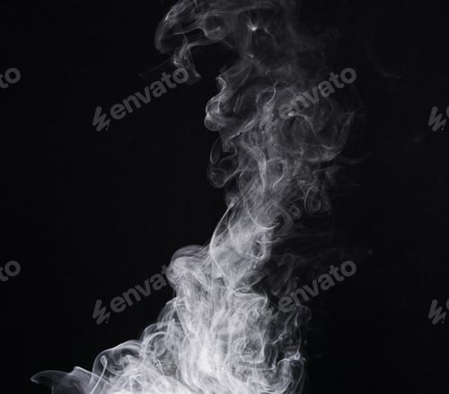 Preview: Smoke, vape and gas on black background with creative texture, mockup and abstract art, pattern or
