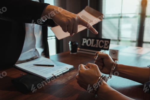 Preview: The police officer pointed the handcuffs