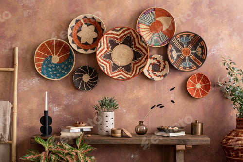 Preview: The stylish ethnic compostion at living room interior