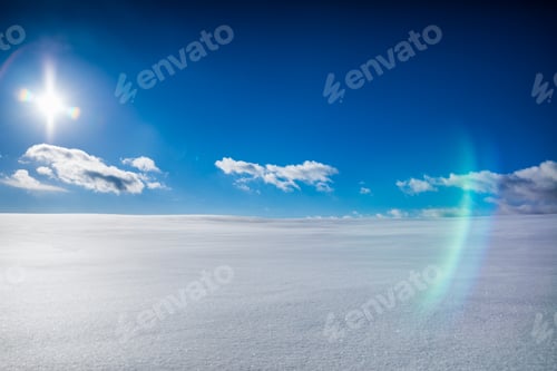 Preview: Wild Large Frozen Field on a Magical Sunny Day of Winter