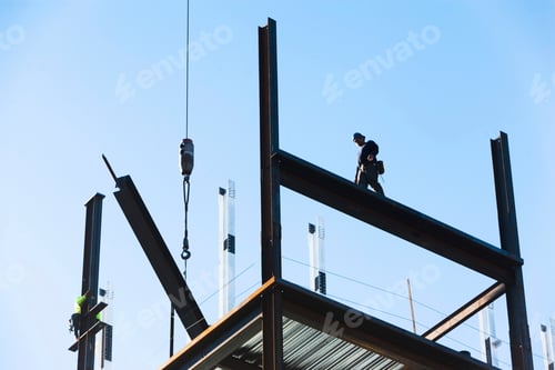 Preview: Workers constructing a steel structure