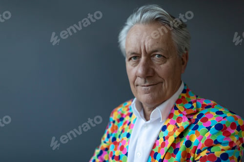 Preview: Portrait of a senior businessman wearing colorful sports jacket