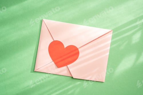 Preview: Love envelop on green natural background
